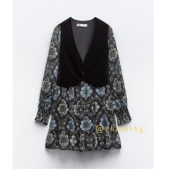 Zara PRINTED DRESS WITH VEST - Picture 2 of 8